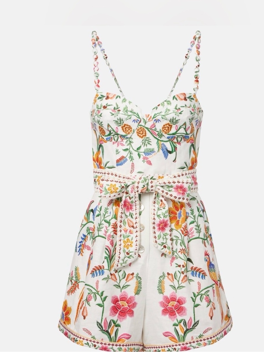 Farm Rio Off-White Delicate Forest Euroflax™ Premium Linen Romper NWT SIZE SMALL - Picture 6 of 15